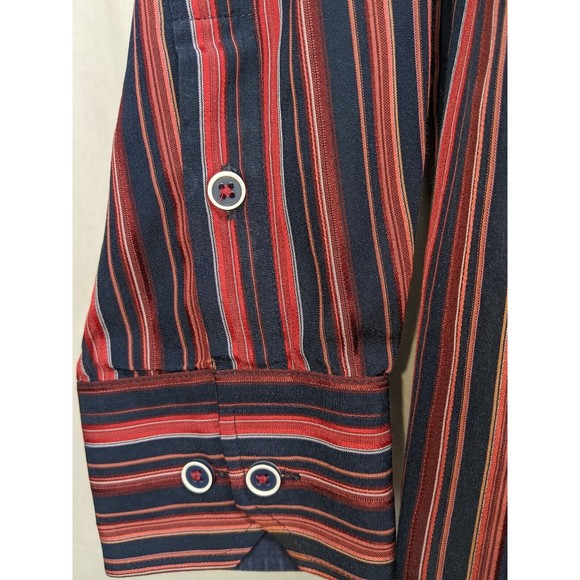 Visconti Paisley Shirt Men's Medium Flip Cuff Multicolor Peach Orange Party Fun - Picture 3 of 9